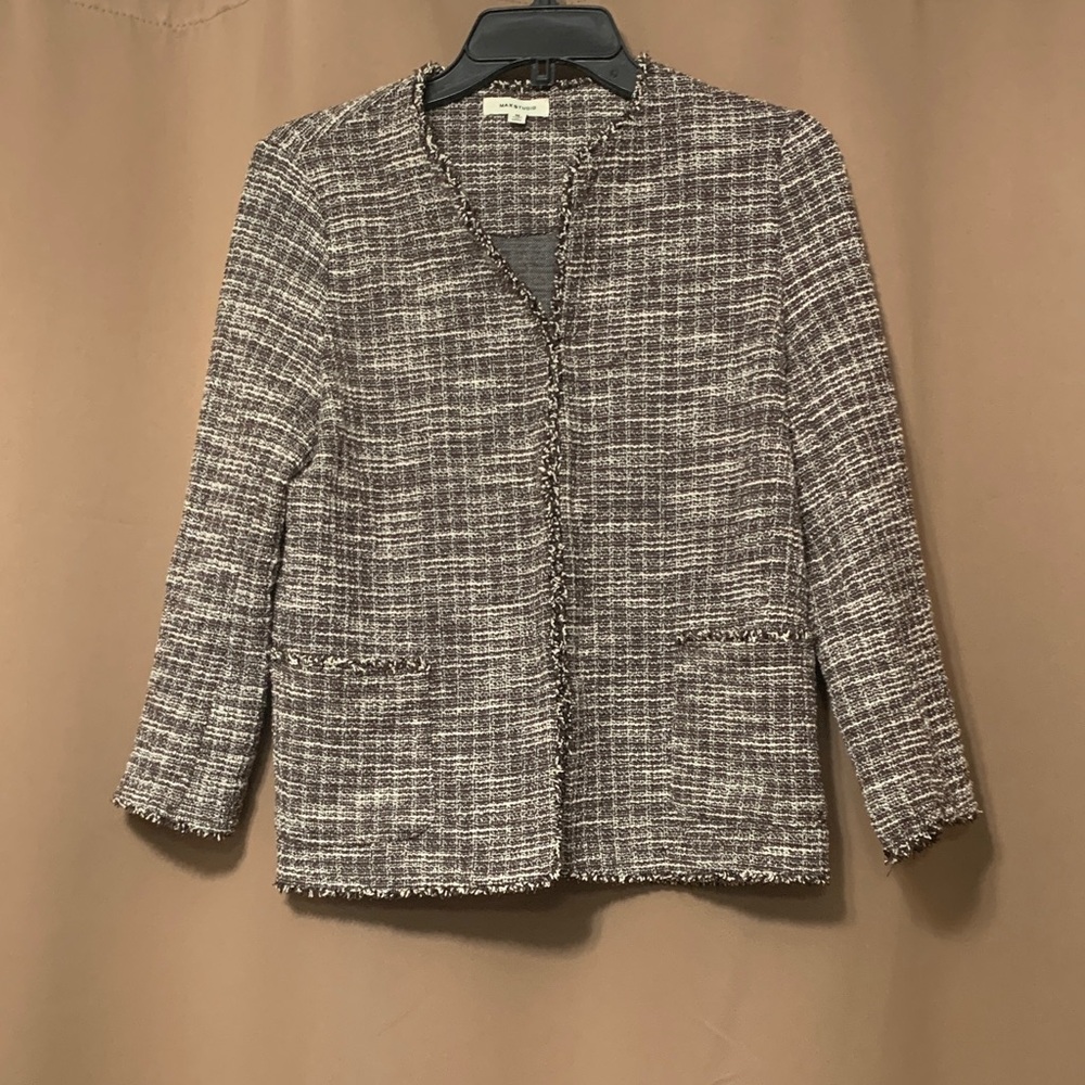Max Studio Brown and White Textured Blazer